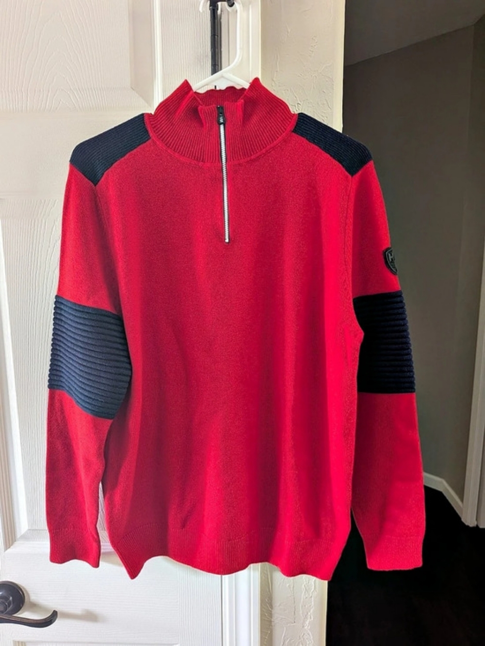 Helly Hansen Wool Quarter-Zip Sweater Red Large Like New